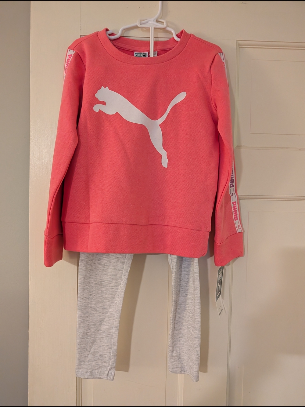 Puma Pink Pullover Sweatshirt with Grey Leggings Set NWT